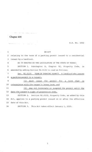 86th Texas Legislature, Regular Session, House Bill 1002, Chapter 409