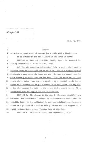 86th Texas Legislature, Regular Session, House Bill 558, Chapter 359