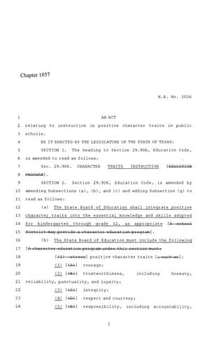 86th Texas Legislature, Regular Session, House Bill 1026, Chapter 1057