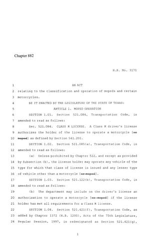 86th Texas Legislature, Regular Session, House Bill 3171, Chapter 882