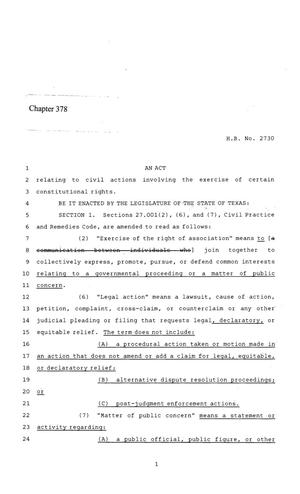 86th Texas Legislature, Regular Session, House Bill 2730, Chapter 378