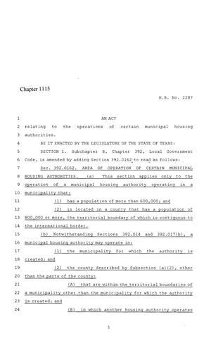 86th Texas Legislature, Regular Session, House Bill 2287, Chapter 1115