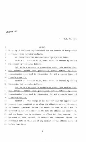 86th Texas Legislature, Regular Session, House Bill 121, Chapter 250