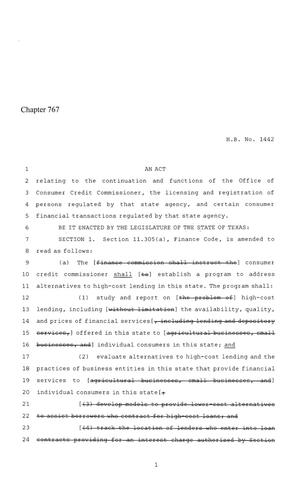 86th Texas Legislature, Regular Session, House Bill 1442, Chapter 767