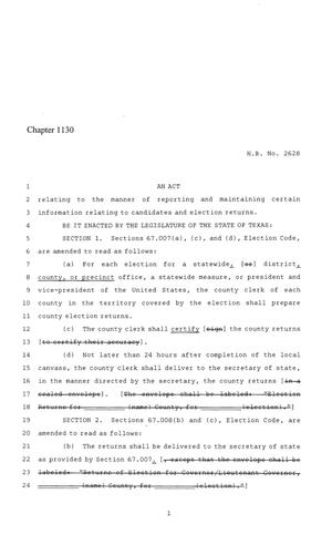 86th Texas Legislature, Regular Session, House Bill 2628, Chapter 1130