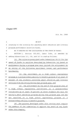86th Texas Legislature, Regular Session, House Bill 1949, Chapter 1091