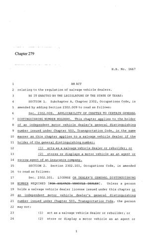 86th Texas Legislature, Regular Session, House Bill 1667, Chapter 279