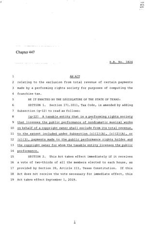 86th Texas Legislature, Regular Session, Senate Bill 1824, Chapter 447