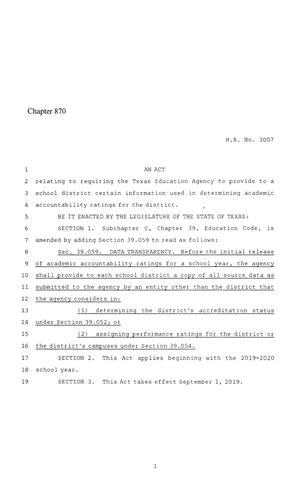 86th Texas Legislature, Regular Session, House Bill 3007, Chapter 870