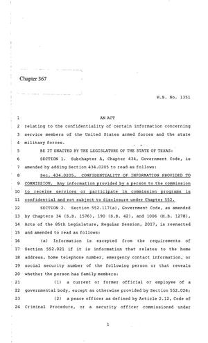 86th Texas Legislature, Regular Session, House Bill 1351, Chapter 367