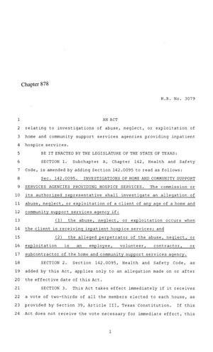 86th Texas Legislature, Regular Session, House Bill 3079, Chapter 878