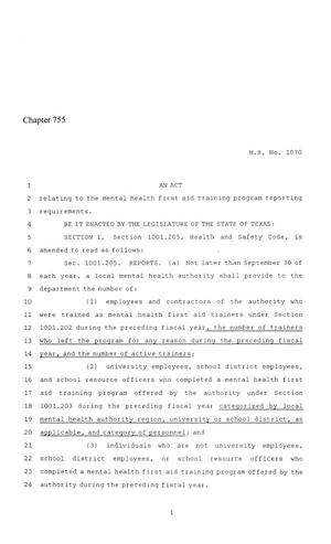 86th Texas Legislature, Regular Session, House Bill 1070, Chapter 755