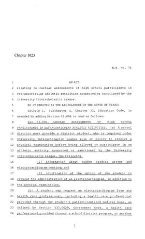 86th Texas Legislature, Regular Session, House Bill 76, Chapter 1023
