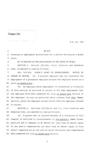 86th Texas Legislature, Regular Session, House Bill 504, Chapter 356
