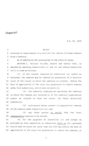 86th Texas Legislature, Regular Session, House Bill 2430, Chapter 817