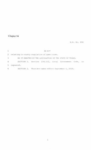86th Texas Legislature, Regular Session, House Bill 892, Chapter 94