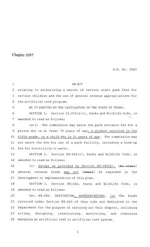 86th Texas Legislature, Regular Session, House Bill 2065, Chapter 1097