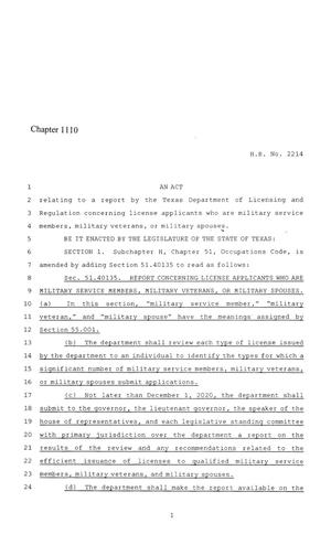 86th Texas Legislature, Regular Session, House Bill 2214, Chapter 1110
