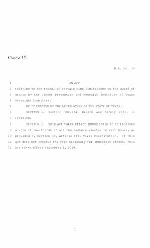 86th Texas Legislature, Regular Session, House Bill 39, Chapter 150