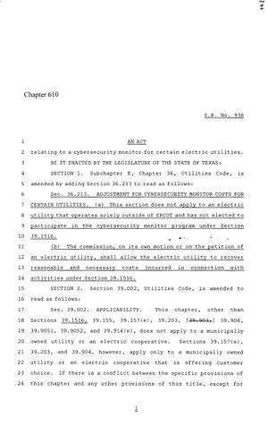 86th Texas Legislature, Regular Session, Senate Bill 936, Chapter 610