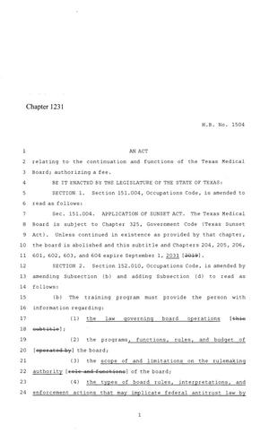 86th Texas Legislature, Regular Session, House Bill 1504, Chapter 1231