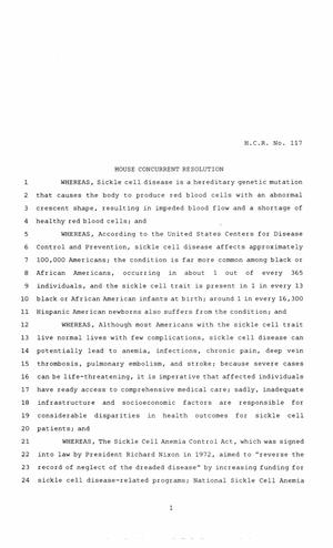 86th Texas Legislature, Regular Session, House Concurrent Resolution 117
