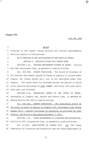86th Texas Legislature, Regular Session, Senate Bill 619, Chapter 596