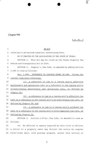 86th Texas Legislature, Regular Session, Senate Bill 2, Chapter 944