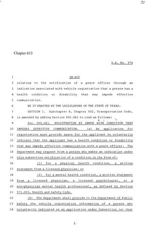 86th Texas Legislature, Regular Session, Senate Bill 976, Chapter 613