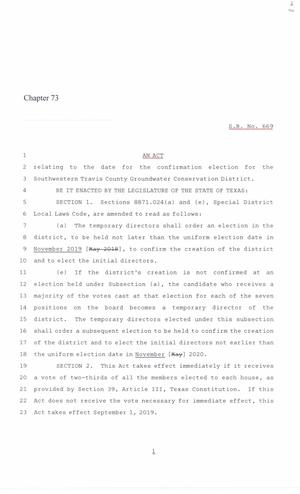 86th Texas Legislature, Regular Session, Senate Bill 669, Chapter 73