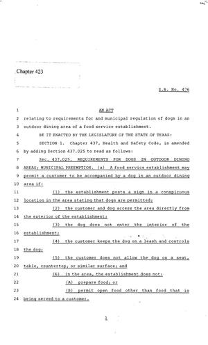 86th Texas Legislature, Regular Session, Senate Bill 476, Chapter 423