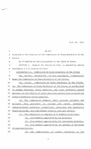 86th Texas Legislature, Regular Session, House Bill 3511