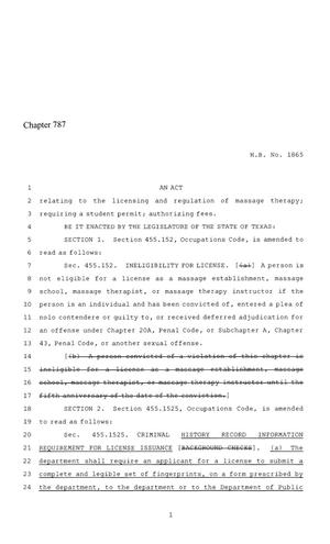 86th Texas Legislature, Regular Session, House Bill 1865, Chapter 787