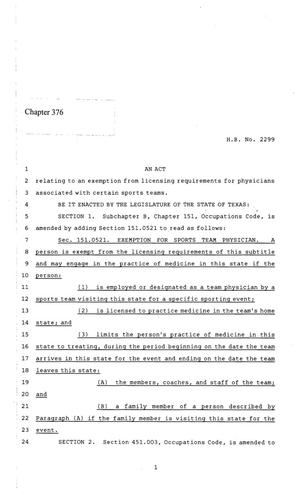 86th Texas Legislature, Regular Session, House Bill 2299, Chapter 376