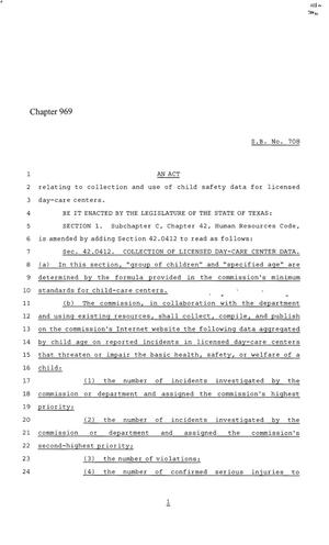 Primary view of object titled '86th Texas Legislature, Regular Session, Senate Bill 708, Chapter 969'.