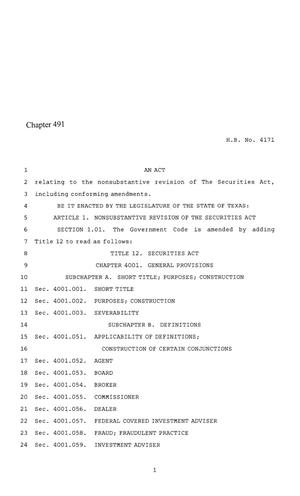 86th Texas Legislature, Regular Session, House Bill 4171, Chapter 491