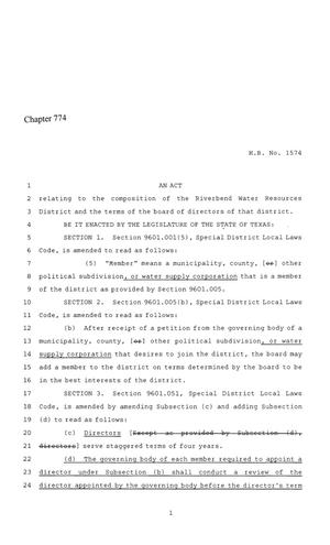 86th Texas Legislature, Regular Session, House Bill 1574, Chapter 774