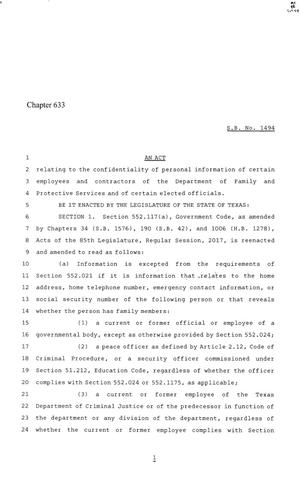 86th Texas Legislature, Regular Session, Senate Bill 1494, Chapter 633