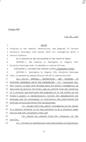 86th Texas Legislature, Regular Session, Senate Bill 1210, Chapter 982