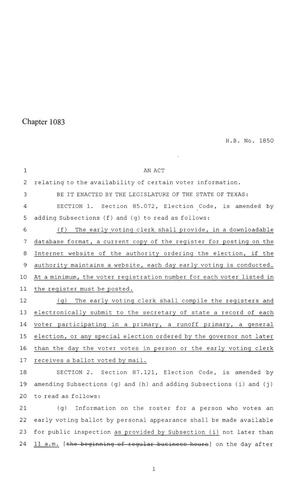 86th Texas Legislature, Regular Session, House Bill 1850, Chapter 1083