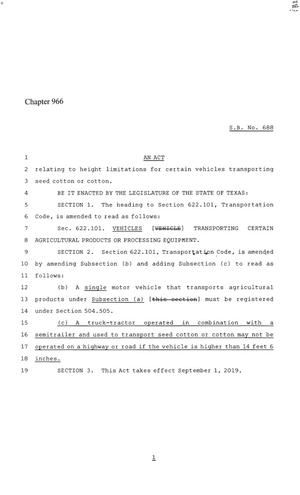 86th Texas Legislature, Regular Session, Senate Bill 688, Chapter 966