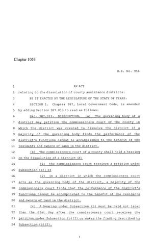 86th Texas Legislature, Regular Session, House Bill 956, Chapter 1053