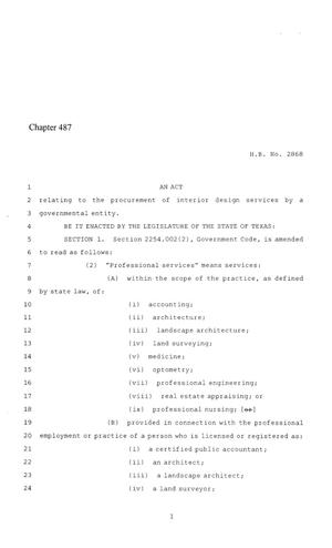 Primary view of 86th Texas Legislature, Regular Session, House Bill 2868, Chapter 487