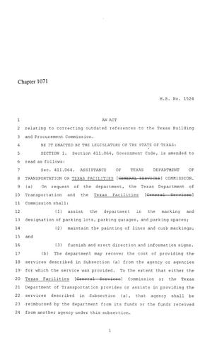 86th Texas Legislature, Regular Session, House Bill 1524, Chapter 1071