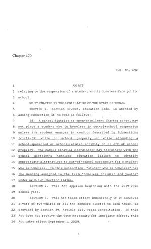 86th Texas Legislature, Regular Session, House Bill 692, Chapter 479