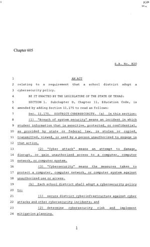 86th Texas Legislature, Regular Session, Senate Bill 820, Chapter 605