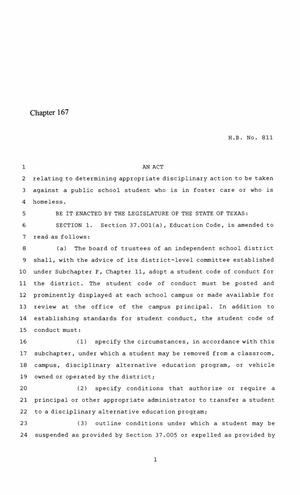 86th Texas Legislature, Regular Session, House Bill 811, Chapter 167