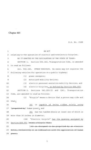 86th Texas Legislature, Regular Session, House Bill 2188, Chapter 485