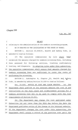 86th Texas Legislature, Regular Session, Senate Bill 747, Chapter 599