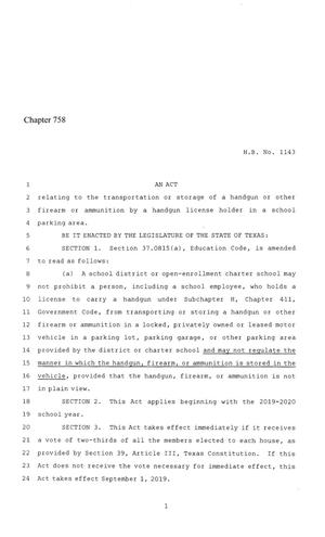 86th Texas Legislature, Regular Session, House Bill 1143, Chapter 758